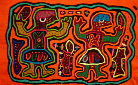 Traderbrock Kuna Indian Tribe BOOGIE BABY ON THE BEACH Textile Art-Panama 3.101698