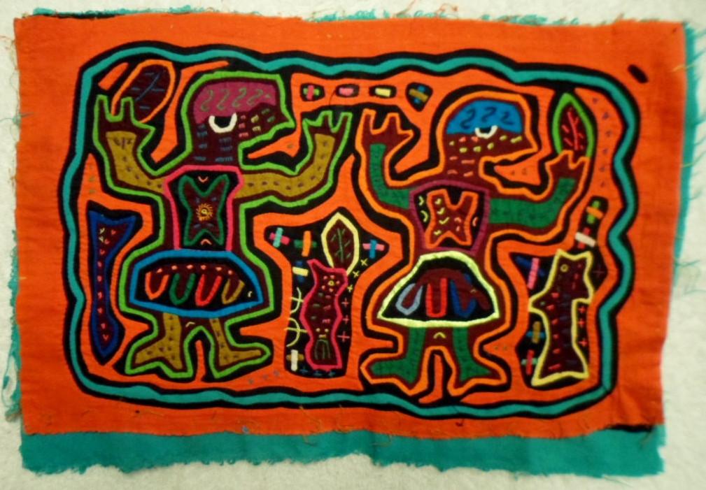 Kuna Indian Hand Sewn BOOGIE BABY ON THE BEACH Art-Panama 21042210L