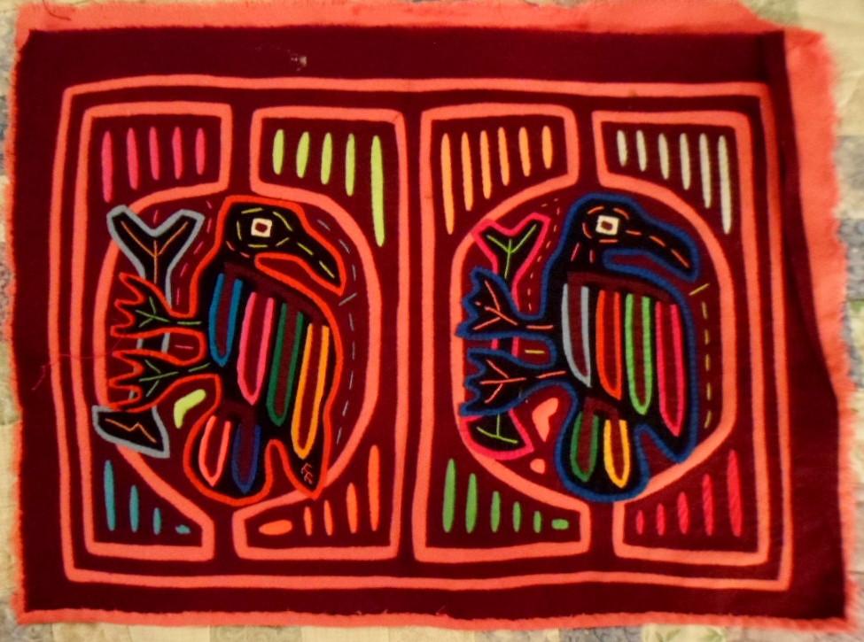 Kuna Indian Hand-Stitch LET ME OUT BIRD MOLA -Panama 21043049L