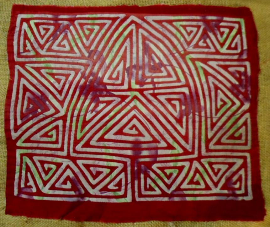 Vintage Kuna Indian Hand-Stitch Special Background Mola-Panama 21050705L