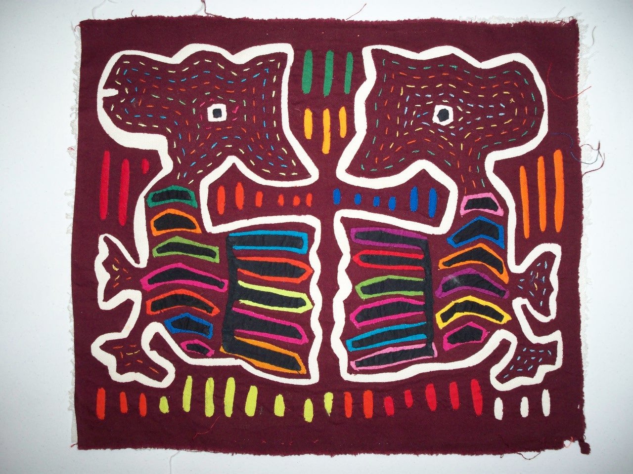 Kuna Indian Snoopy Dog Mola Art-Panama 29192723L