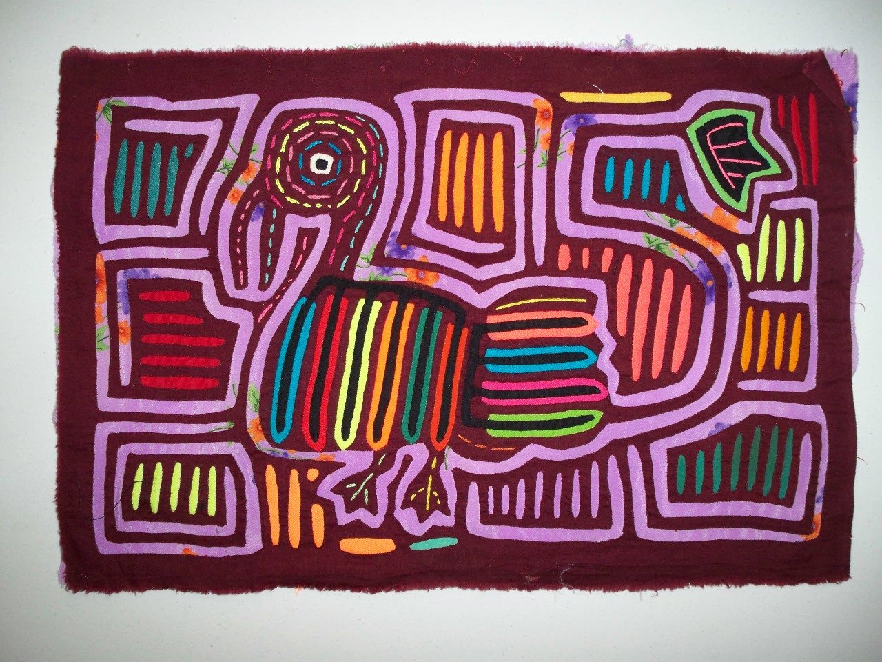 Kuna Indian Hand Sewn Bird Mola Art-Panama 20102711L
