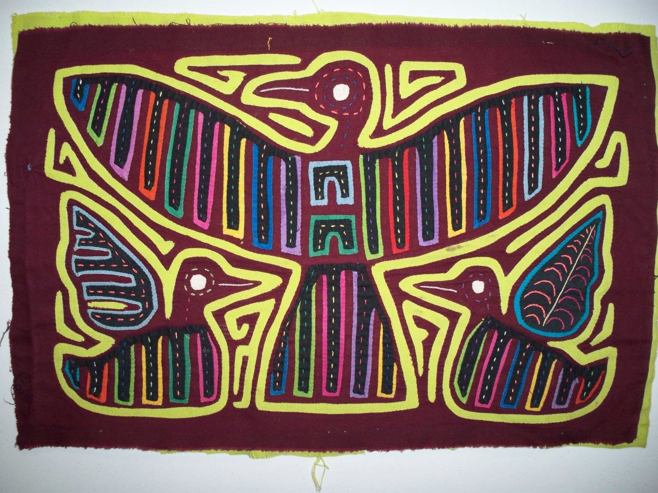 Kuna Indian Hand Sewn ThunderBird Mola Panama San Blas-20121115L