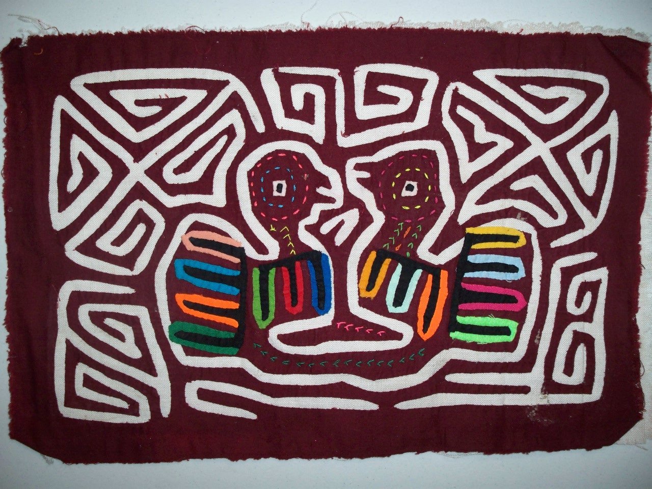 Kuna Indian Hand Sewn Lovebird Mola Panama San Blas-20122101L
