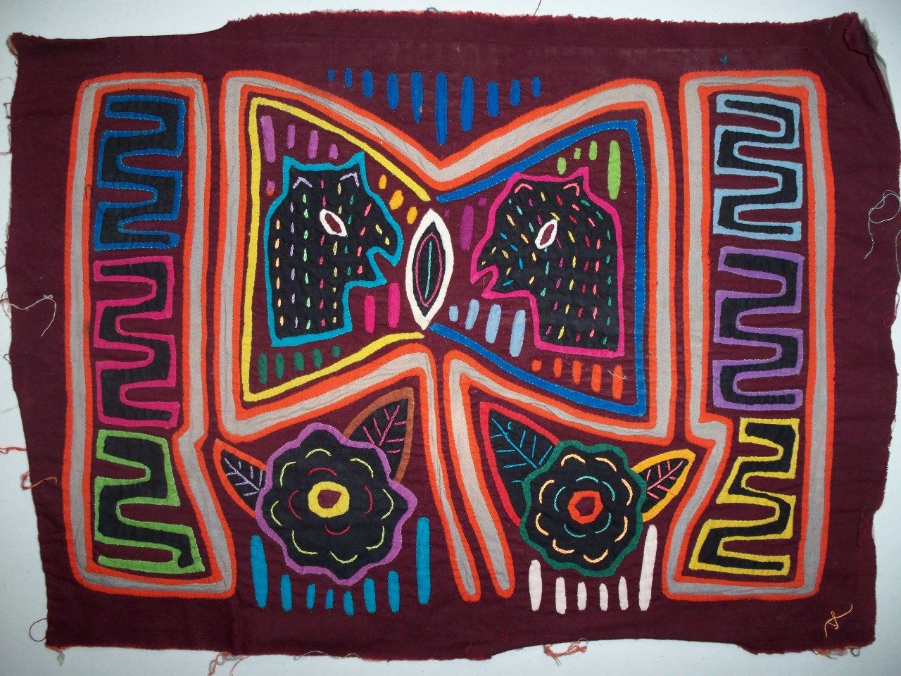 Kuna Indian Hand Sewn Traditional Mola Panama San Blas-20121920L