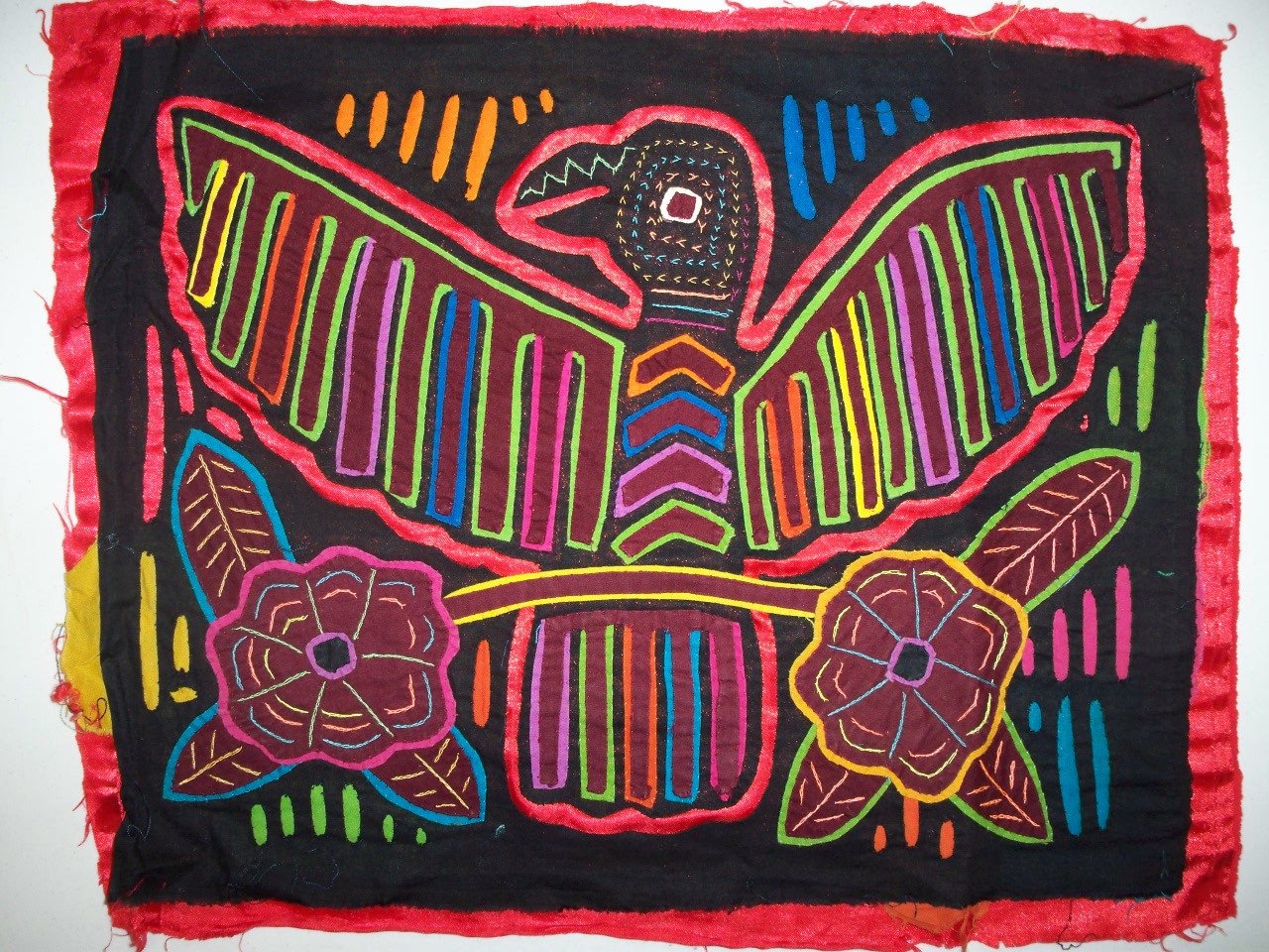 Kuna Indian hand Sewn Thunderbird Mola Panama San Blas-21011312L