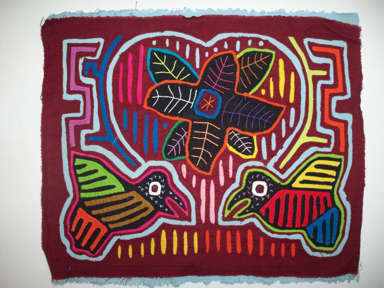 Kuna Indian Hand Sewn LoveBird Mola Panama San Blas-21011302L