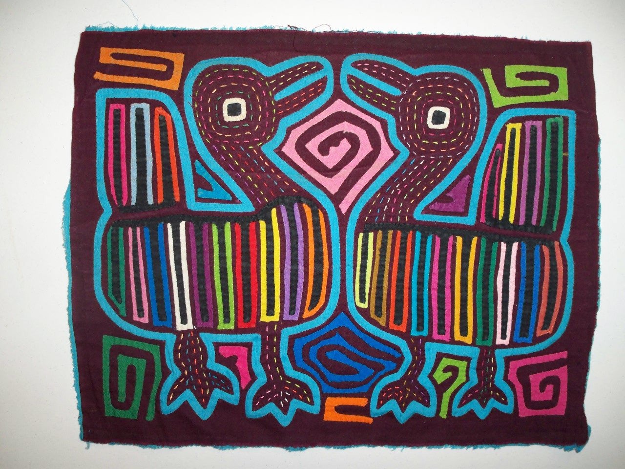 Kuna Indian Hand Sewn LoveBird Mola Panama San Blas-21011225L