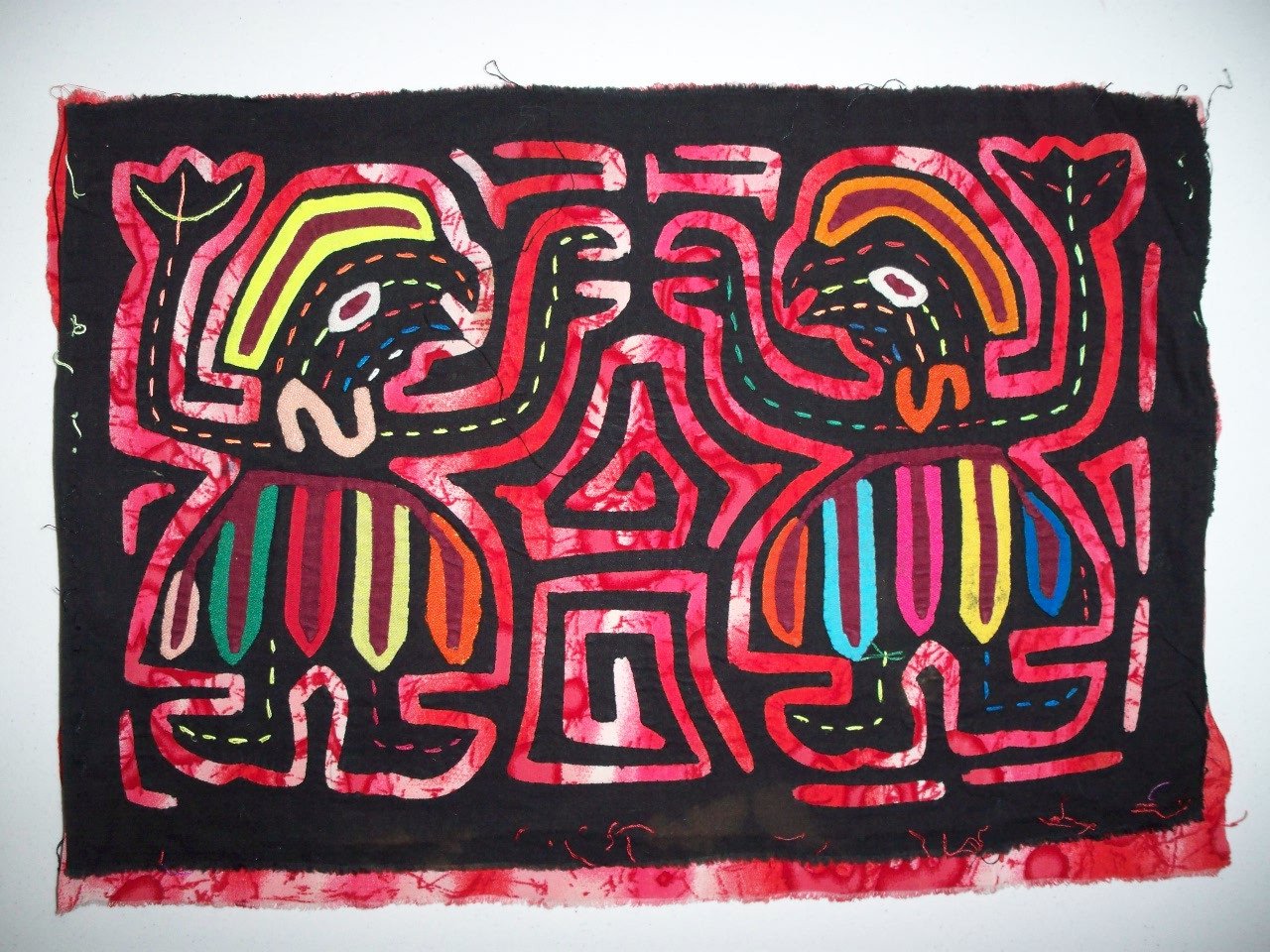 Kuna Indian Hand Sewn Conga Dancers Mola Panama San Blas-21021017L