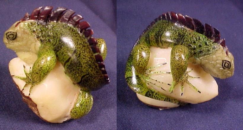 Wounaan Indian Iguana Tagua Nut Carving-Panama 20121147L