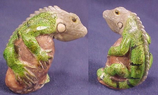 Gorgeous Wounaan Indian Iguana Tagua Nut Carving-Panama 20121148L
