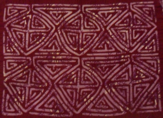 Traderbrock Kuna Indian Hand-Stitched Purple Geometric Design Mola Panama Art 15.72345