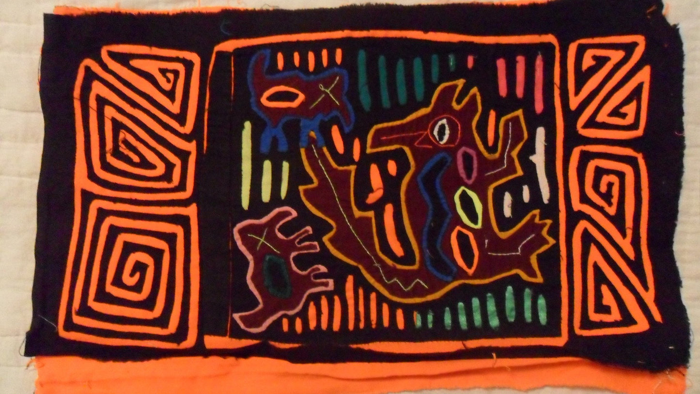 Traderbrock Kuna Hand Sewn Animal House Mola Panama Art  15.75804