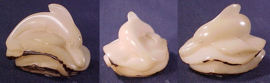 Wounaan Indian White Tagua Dolphin Carving-Panama 20112106L