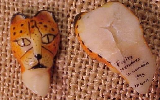 Wounaan Indian Jungle Cat Tagua Nut Stick Pin Carving-Panama 20121616L