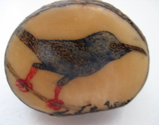 Wounaan Indian Bird Tagua Nut Etching Grabado Carving-Panama 21022126L