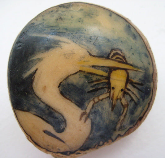 Wounaan Bird Shrimp Grabado Etching Tagua Nut Carving - Panama 21022123L