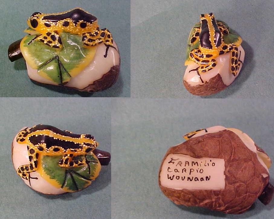 Wounaan Indian Tagua Nut Poison Dart Frog Carving-Panama 20111421L