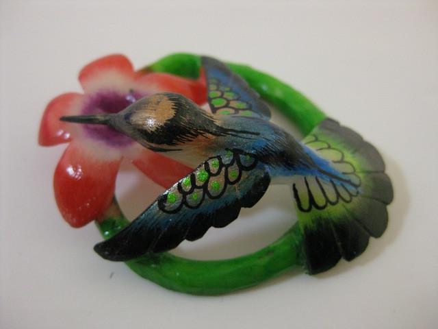 Wounaan Hummingbird Tagua Carving Jewelry Pendant Panama