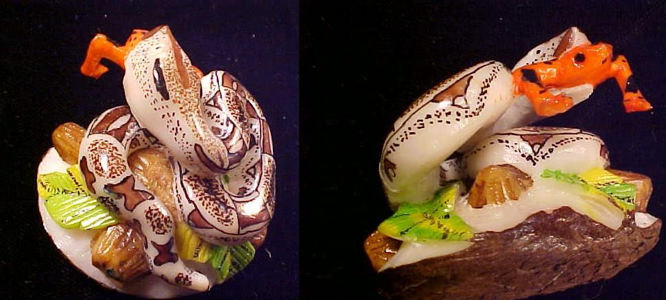 Wounaan Indian Boa Snake Eating Frog Tagua Carving 21042818L