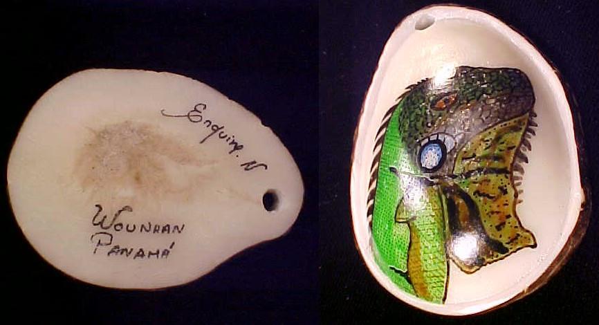 Wounaan Indian Carved Tagua Iguana Pendant-Panama 21042817L