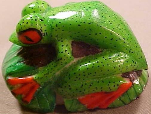 Wounaan Indian Red-Eyed Tree Frog Tagua Carving-Panama 21043034L