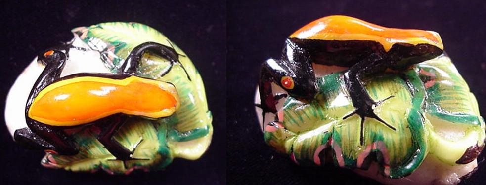 Wounaan Indian Elegant Tagua Frog Carving-Panama 21050415L