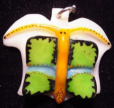 Wounaan Indian Hand Carved Butterfly Tagua Pendant-Panama  20093033L