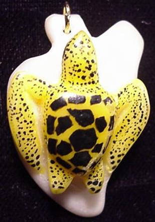 Wounaan Indian Hand Carved Turtle Tagua Pendant-Panama  20093031L