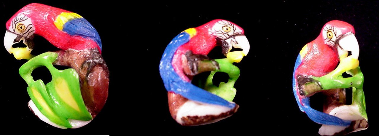 Wounaan Indian Macaw Parrot Tagua Carving-Panama 20093040L