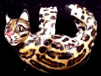 Wounaan Jaguar Cat Tagua Pendant Carving-Panama 20093044L