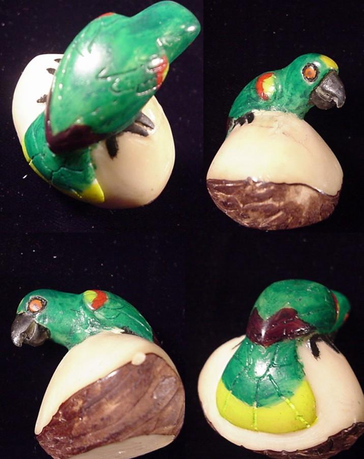 Wounaan Yellow Head Parrot Tagua Carving-Panama 21043002L