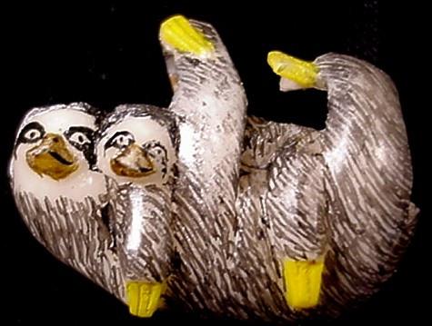 Wounaan Sloth & Cub Tagua Pendant Carving-Panama 21042806L