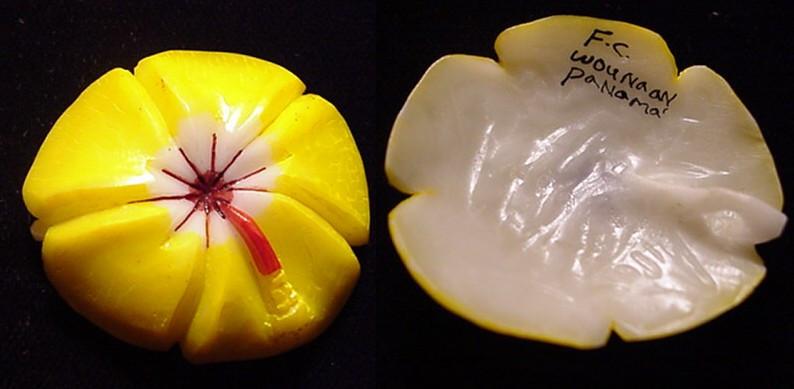 Wounaan Indian Flower Tagua Pendant Carving-Panama 21042903L