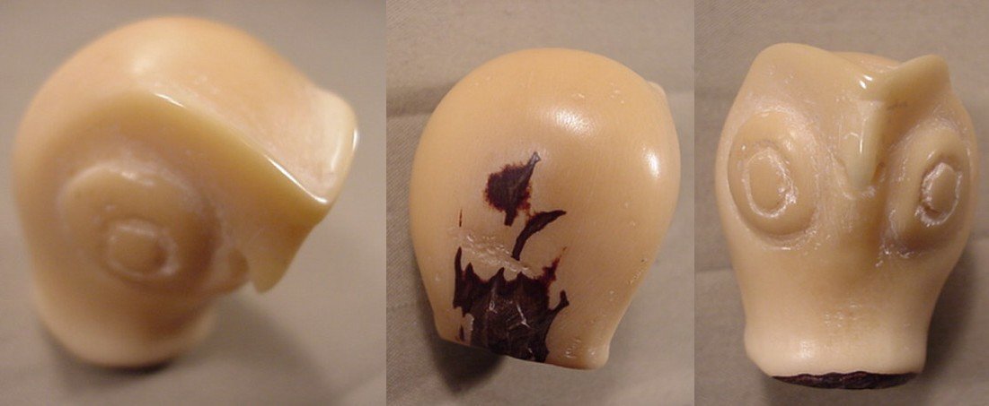 Wounaan Indian Vintage White Owl Tagua Carving-Panama 21042820L