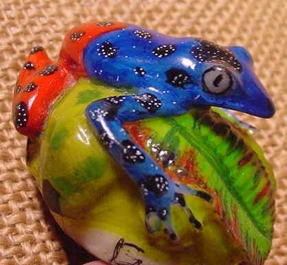 Wounaan Indian Poison Dart Frog Tagua Nut Carving-Panana 21031307L