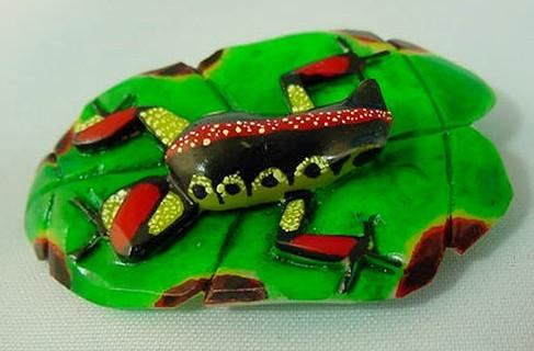 Wounaan Indian Poison Dart Frog Tagua Pendant Carving-Panama 21042613L