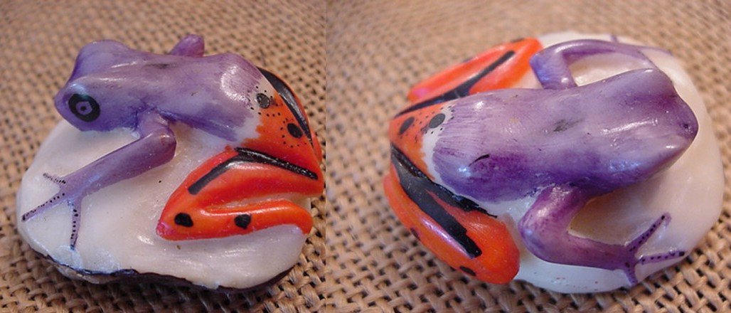 Wounaan Indian Frog Tagua Nut Carving-Panama 21031324L