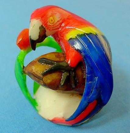 Wounaan Tagua Nut Macaw Parrot Carving-Panama 21031113L