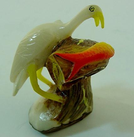Wounaan Waterbird Waterfowl Garza Tagua Nut Carving-Panama 21031123L