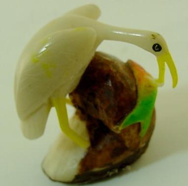 Wounaan Waterbird Waterfowl Garza Bird Tagua Nut Carving-Panama 21031128L