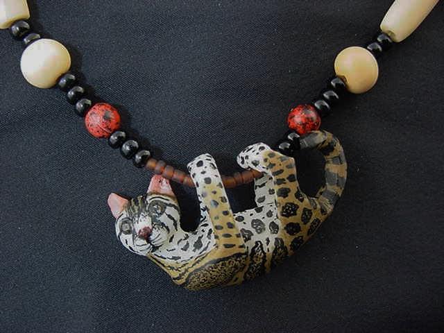 Extraordinary Carved Tagua Nut Jaguar Pendant Necklace-Panama 21062221L
