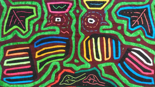 Traderbrock Kuna Indian Hand-Stitched Coy Lovebird Mola Panama Art 48567
