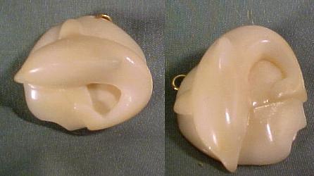Wounaan Indian Dolphin Tagua Nut Pendant Carving-Panama 21061924L
