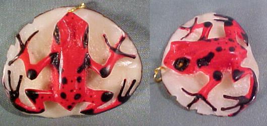 Wounaan Indian Red Frog Tagua Nut Pendant Carving-Panama 21061931L