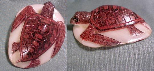 Wounaan Indian Turtle Tagua Nut Carved Pendant-Panama-21062209L