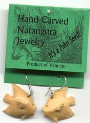 Tropical Fish Carved Tagua Nut Earrings-Vanuatu 21062525L