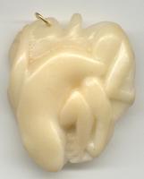 Wounaan Indian White Carved Tagua Nut Frog Pendant-Panama 21062507L