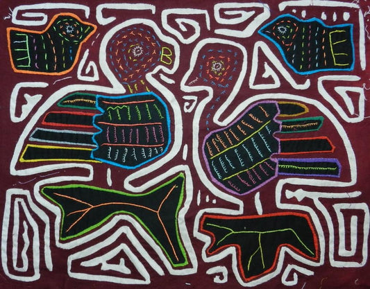 Traderbrock Kuna Tribe Hand-Made TALKING DOVES Mola Panama Art 104855