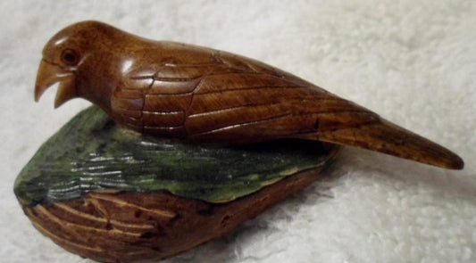 Wounaan Embera Seedeater Bird Tagua Carving-Panama 16022210L